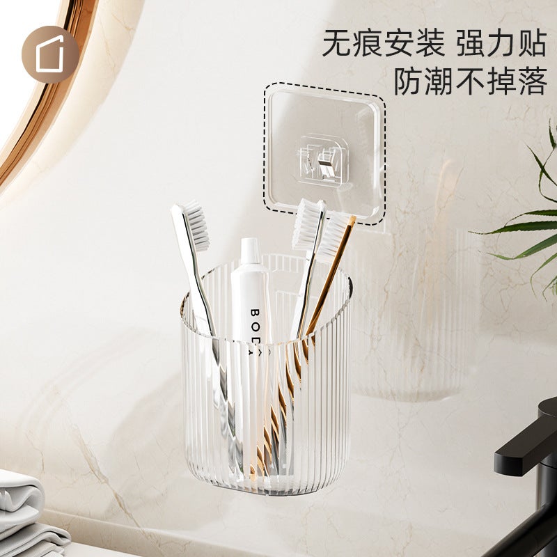 رف المرحاض - حوض غسيل مرحاض مثبت على الحائط - صندوق تخزين خالي من الثقوب لمستحضرات التجميل وفرشاة الأسنان - Image 3